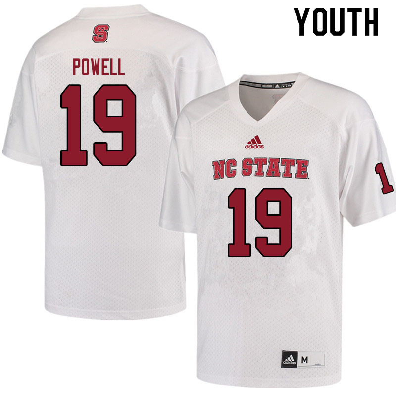 Youth #19 Cecil Powell NC State Wolfpack College Football Jerseys Sale-White - Click Image to Close
